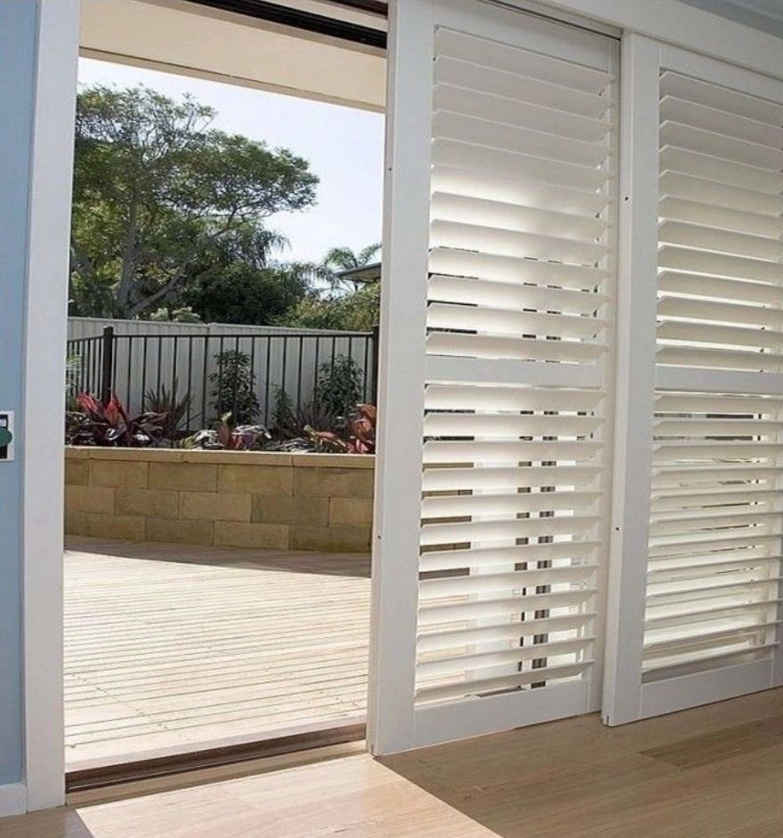 Plantation shutters sliding deals
